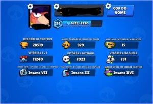 Conta Brawl Stars - Full - 28k troféus - 11k 3v3 - 62 Skins