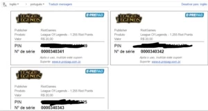 Venda de Gift Card League of Legends (RP) LOL