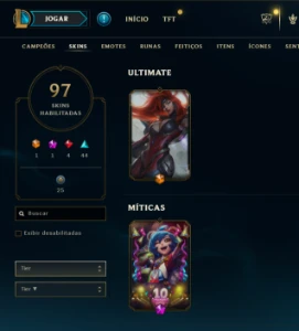 CONTA LOL- LVL 219 - 128 Champions - 97 Skins - FULL ACESSO - League of Legends