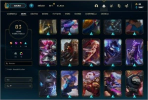 Conta ouro 1 com 83 skins e 145 champs - League of Legends LOL