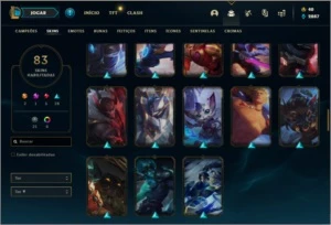 Conta ouro 1 com 83 skins e 145 champs - League of Legends LOL