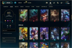 Conta ouro 1 com 83 skins e 145 champs - League of Legends LOL
