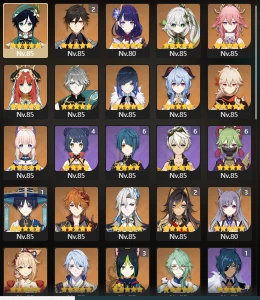 Conta Ar 59 Genshin +23 Personagens T5 E Todos Os T4 - Genshin Impact