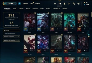 Conta Platina 1 com 120 Champs e 99 Skins + 1 Prestigio - League of Legends LOL