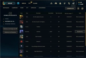 Conta Platina 1 com 120 Champs e 99 Skins + 1 Prestigio - League of Legends LOL