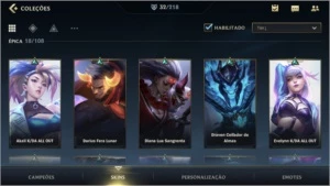 ESMERALDA IV + 32 SKINS  + 530 (RP) WILD CORES + 47 CAMPEÕES - League of Legends: Wild Rift LOL WR