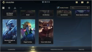 ESMERALDA IV + 32 SKINS  + 530 (RP) WILD CORES + 47 CAMPEÕES - League of Legends: Wild Rift LOL WR