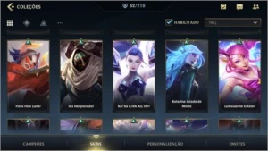 ESMERALDA IV + 32 SKINS  + 530 (RP) WILD CORES + 47 CAMPEÕES - League of Legends: Wild Rift LOL WR