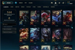 Conta Unranked com 69 Champs e 61 Skins + 6 Vitoriosas - League of Legends LOL