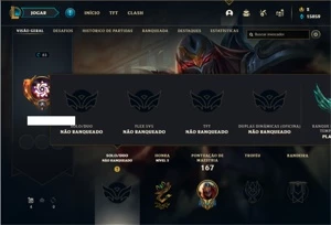 Conta Unranked com 69 Champs e 61 Skins + 6 Vitoriosas - League of Legends LOL