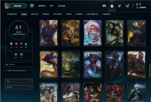 Conta Unranked com 69 Champs e 61 Skins + 6 Vitoriosas - League of Legends LOL