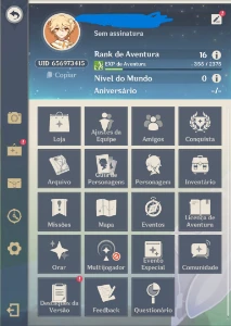 Conta lvl 16 com nahida - Genshin Impact