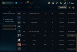 Conta Diamante 1 com 24 Champs e 4 Skins + 17 Fragmentos - League of Legends LOL