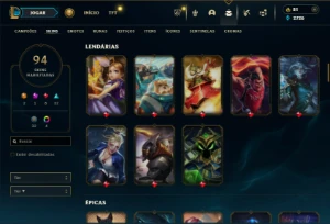 Bronze 2 com 140 Champs e 94 Skins ( SUP / TOP ) - League of Legends LOL