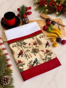 Pano de Prato pássaros natal - Artesanato e Personalizados