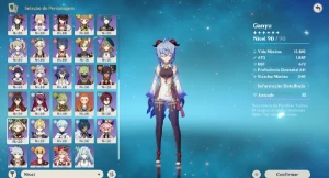 Conta Genshin Impact AR 59, 17 Personagen 5* + Honkai Junto.
