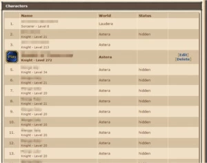 2 Ek's em Astera /// Level272-213 /// 17 dias de voucher - Tibia