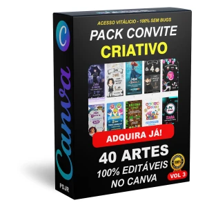 Pack Canva Convite Criativo Vol 3 - 40 Artes Editáveis - Serviços Digitais