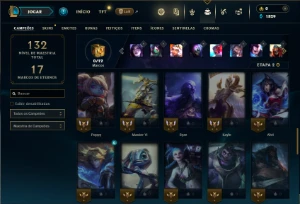 Unranked com 45 Champs e 17 Skins + 9 Fragmentos - League of Legends LOL