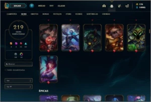 Conta prata 1 com 219 skins e 150 champs ( VEM COM DADOS ) - League of Legends LOL