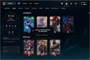 Conta prata 1 com 219 skins e 150 champs ( VEM COM DADOS ) - League of Legends LOL