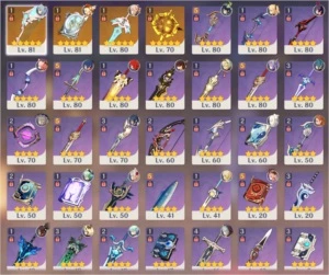 [AR 56] Ganyu, Venti, Klee, Diluc, Keqing + 4 Armas 5* - Genshin Impact