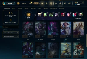 Platina 4 com 30 Champs e 3 Skins + 4 Fragmentos - League of Legends LOL