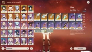 AR55 KLEE, XIAO,GANYU E MAIS 14 5* KAZUHA GARANTIDO 34/90 - Genshin Impact