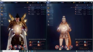Duas contas Mir4. Guerreiro Nível 76 e Arcobalista Nível 74