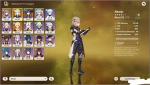 Conta Genshin AR42 keqing + Mona + Albedo e duas armas 5* - Genshin Impact
