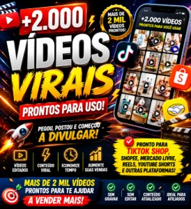 🚨 +2.000 Vídeos Virais Prontos Para Tiktok Shop 🚨 - Redes Sociais
