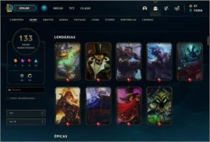 Conta DIAMANTE 4 Nas duas filas, 133 skins e 145 champs - League of Legends LOL