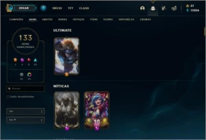 Conta DIAMANTE 4 Nas duas filas, 133 skins e 145 champs - League of Legends LOL