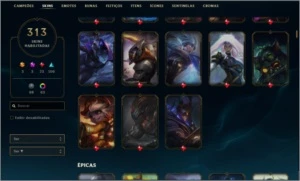 CONTA LEAGUE OF LEGENDS D4 -> 313 SKINS <- LOL