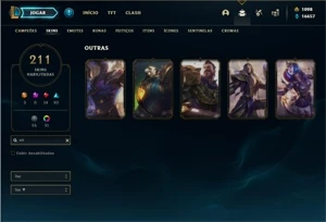 Conta prata 2 com 133 Champs e 211 Skins + 5 Vitoriosas - League of Legends LOL