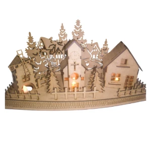 Kit 03 Casinha com cerca e base MDF, vila natalinha,... - Artesanato e Personalizados