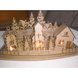 Kit 03 Casinha com cerca e base MDF, vila natalinha,... - Artesanato e Personalizados