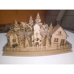Kit 03 Casinha com cerca e base MDF, vila natalinha,... - Artesanato e Personalizados
