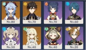 Conta Ar40 ganyu+Zhongli+Armas Tier5 Amos e harpa celestial - Genshin Impact