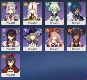 Conta Ar40 ganyu+Zhongli+Armas Tier5 Amos e harpa celestial - Genshin Impact