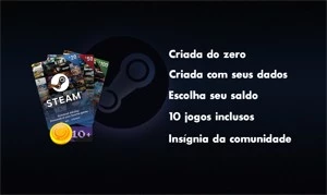 Steam Com +10 Jogos, Insígnia Comunidade + Saldo