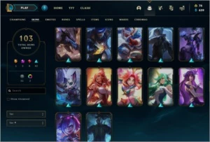 Vendo conta Plat 2 / 103 skins c/ Ahri Prestigio - League of Legends LOL