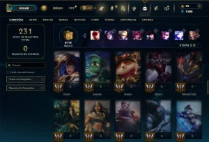 Unranked com 65 Champs e 27 Skins - League of Legends LOL