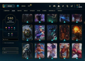 Conta bronze 1 com TODOS os champs e 240 Skins ( MAIN TOP ) - League of Legends LOL