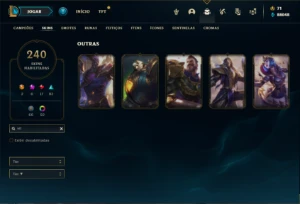 Conta bronze 1 com TODOS os champs e 240 Skins ( MAIN TOP ) - League of Legends LOL