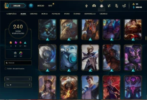 Conta bronze 1 com TODOS os champs e 240 Skins ( MAIN TOP ) - League of Legends LOL