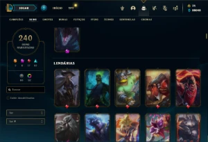 Conta bronze 1 com TODOS os champs e 240 Skins ( MAIN TOP ) - League of Legends LOL