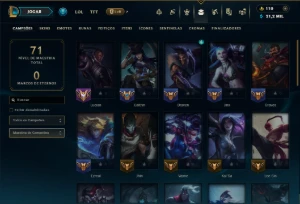 Unranked com 40 Champs e 22 Skins - League of Legends LOL