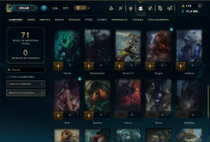 Unranked com 40 Champs e 22 Skins - League of Legends LOL