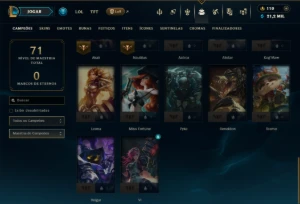 Unranked com 40 Champs e 22 Skins - League of Legends LOL